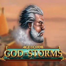 Age Of The Gods: God of Storms slot logo by Playtech at Rainbet Casino