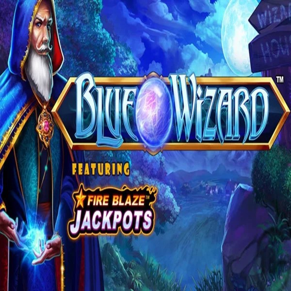 Blue Wizard Fire Blaze Jackpots slot visual from Rarestone Gaming available on rainsbet.org