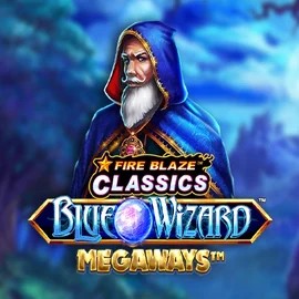 Fire Blaze Blue Wizard Megaways logo by Rarestone Gaming at Rainbet Casino