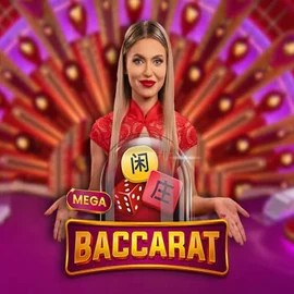 Mega Baccarat online game logo by Pragmatic Play on rainsbet.org