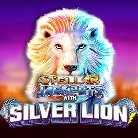 Official Jackpots logo: Stellar Jackpots with Silver Lion by Lightning Box Game at Rainbet Casino